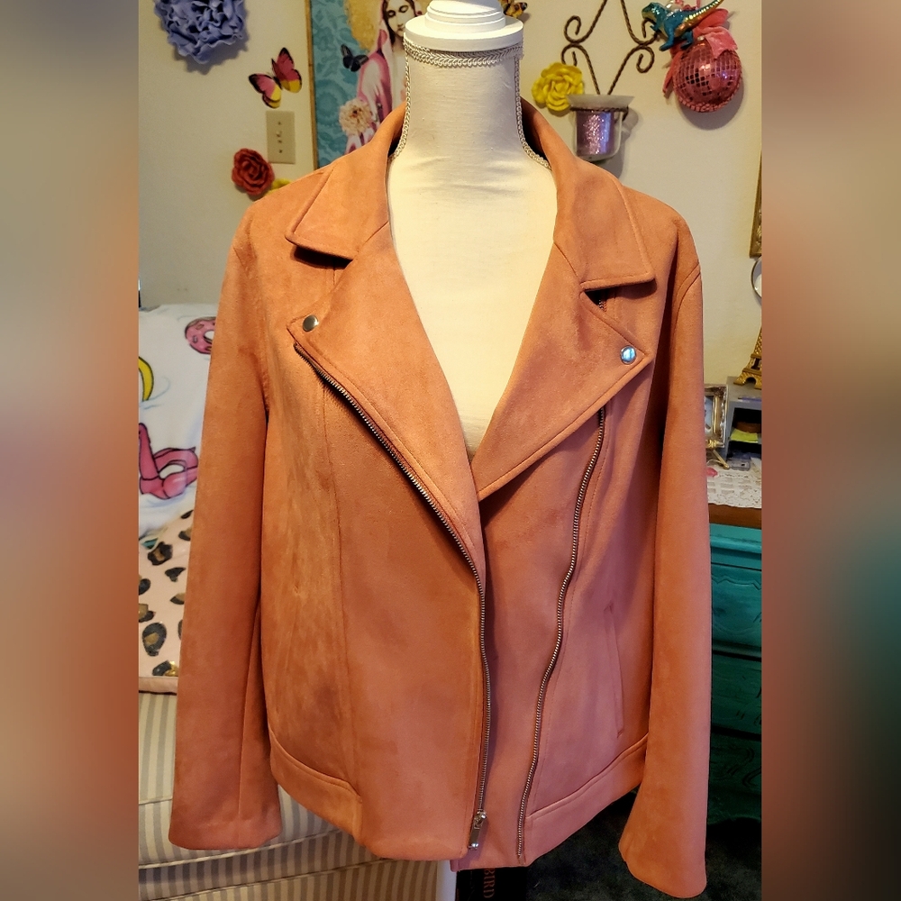 Women's Suede Jacket - Peach